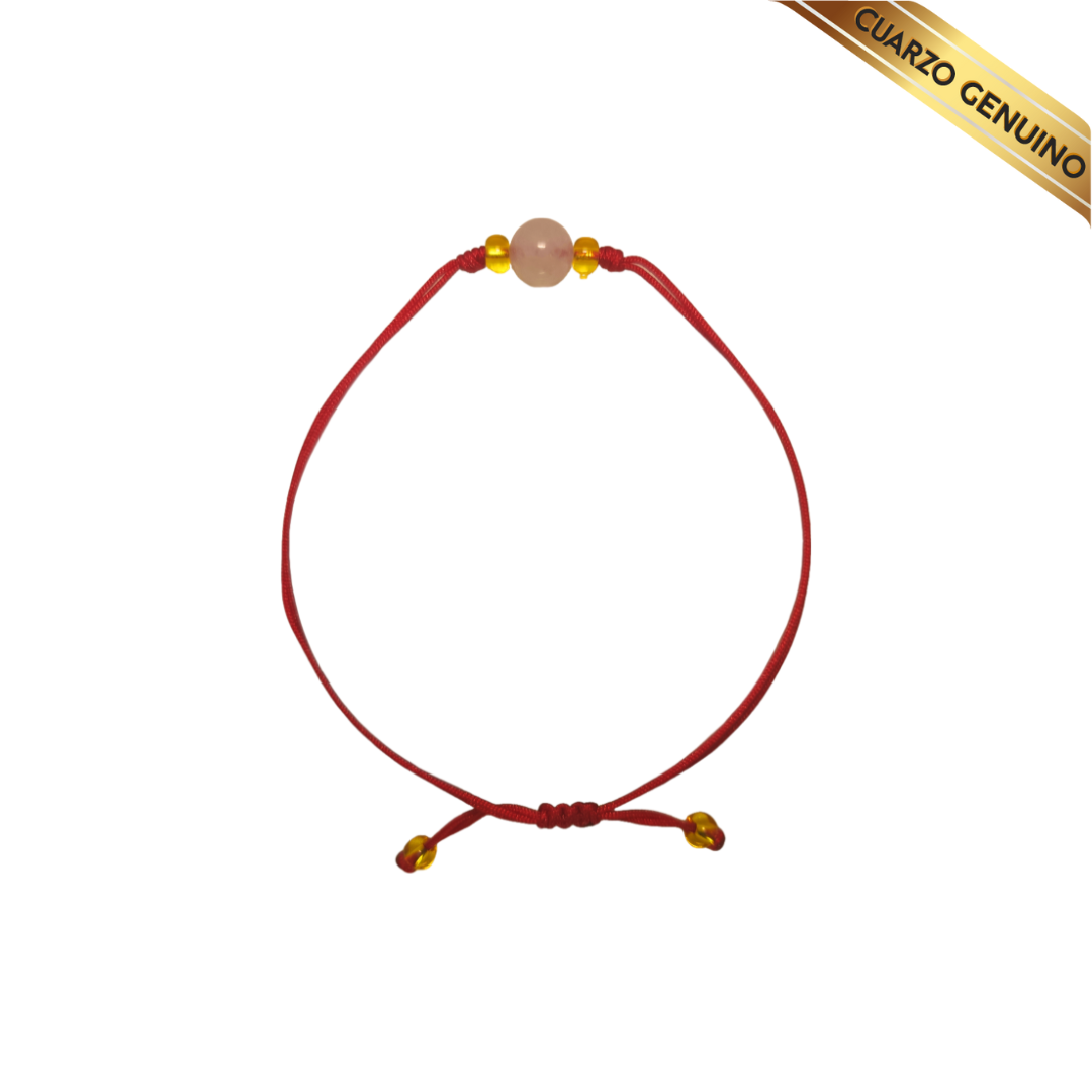 Pulsera Hilo Rojo Liso 1 Cuarzo Rosa