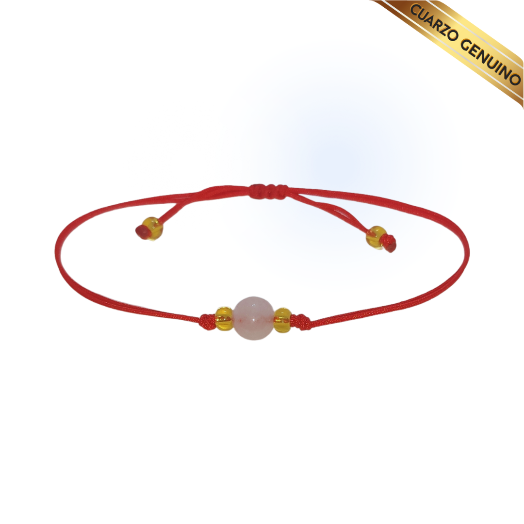 Pulsera Hilo Rojo Liso 1 Cuarzo Rosa