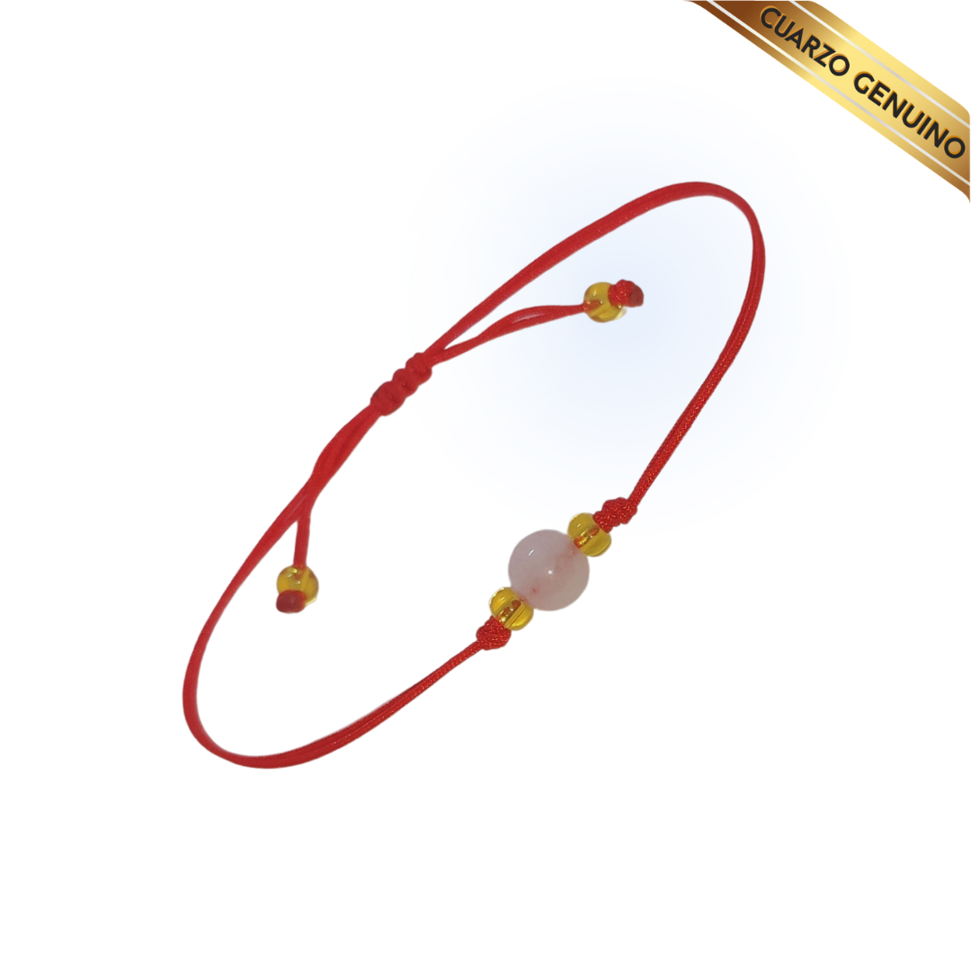 Pulsera Hilo Rojo Liso 1 Cuarzo Rosa