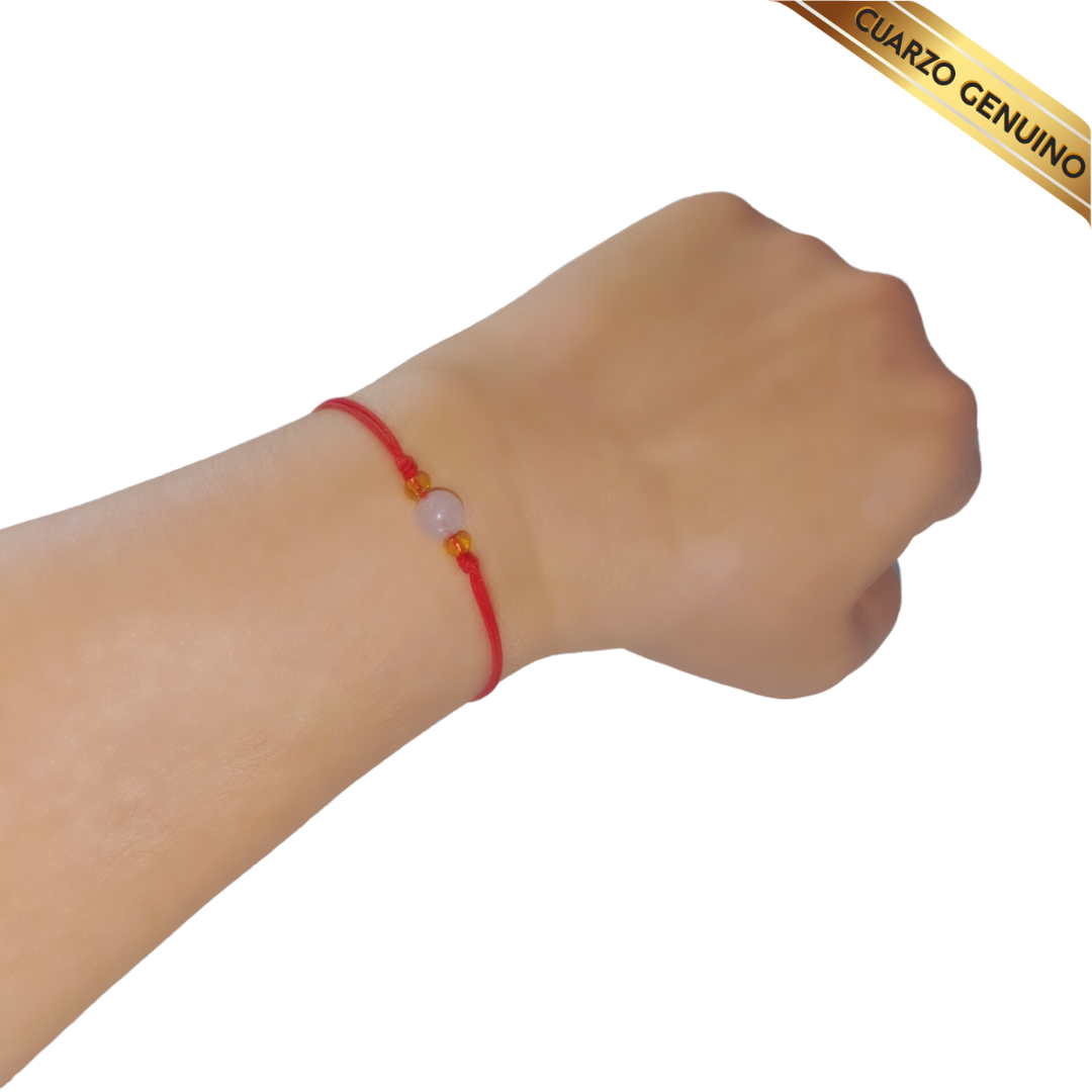 Pulsera Hilo Rojo Liso 1 Cuarzo Rosa