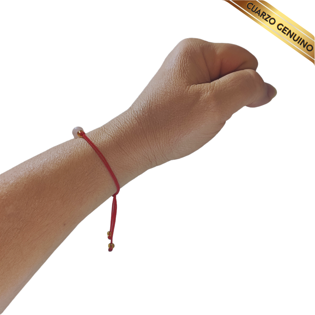 Pulsera Hilo Rojo Liso 1 Cuarzo Rosa