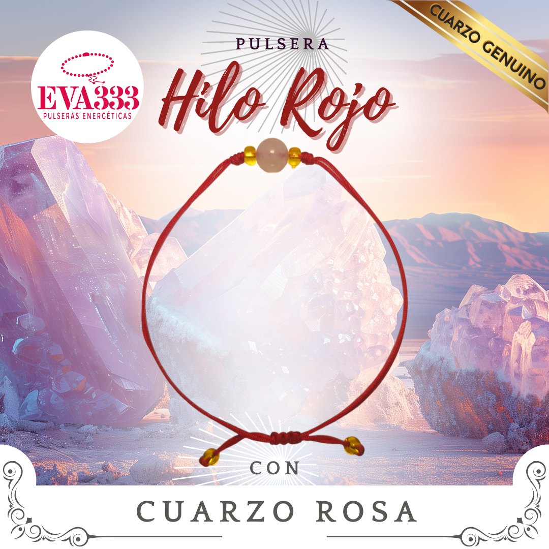 Pulsera Hilo Rojo Liso 1 Cuarzo Rosa