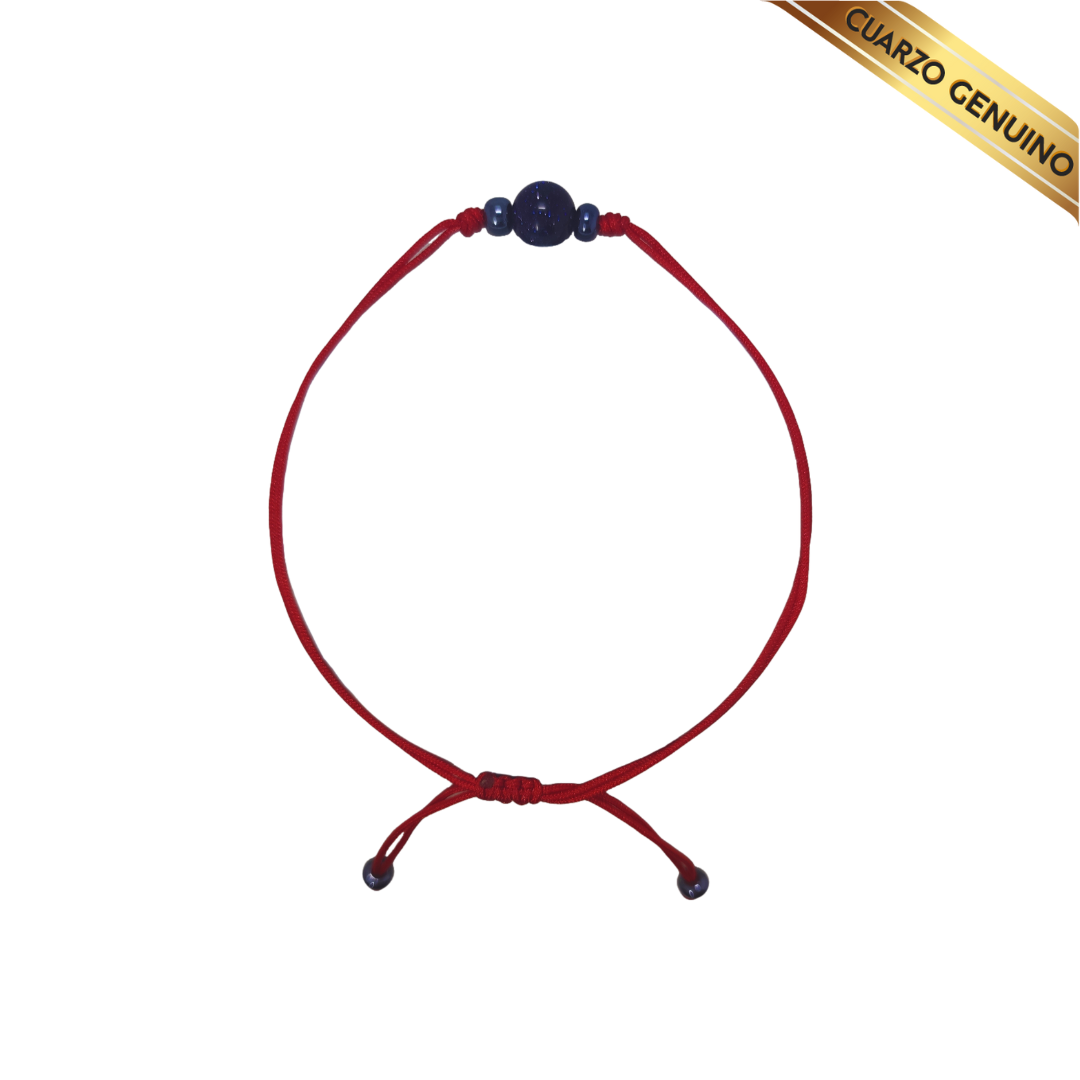 Pulsera Hilo Rojo Liso 1 Cuarzo Aventurina Azul