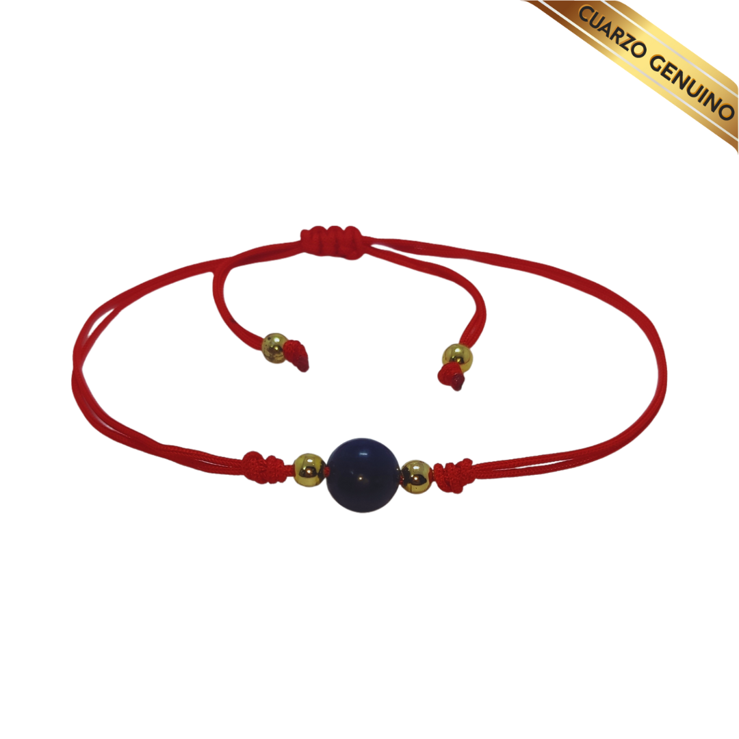 Pulsera Hilo Rojo Liso 1 Cuarzo Lapislázuli