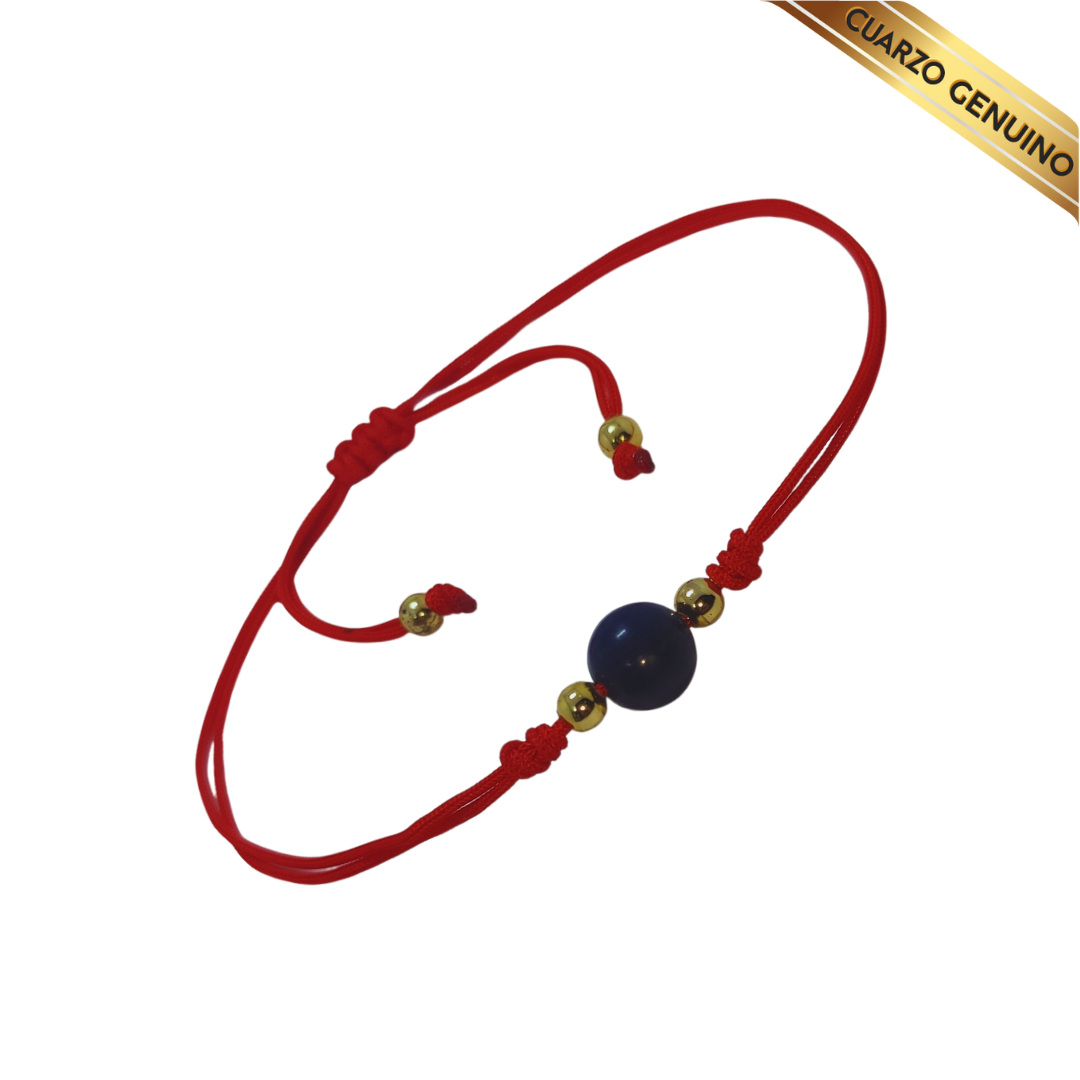 Pulsera Hilo Rojo Liso 1 Cuarzo Lapislázuli