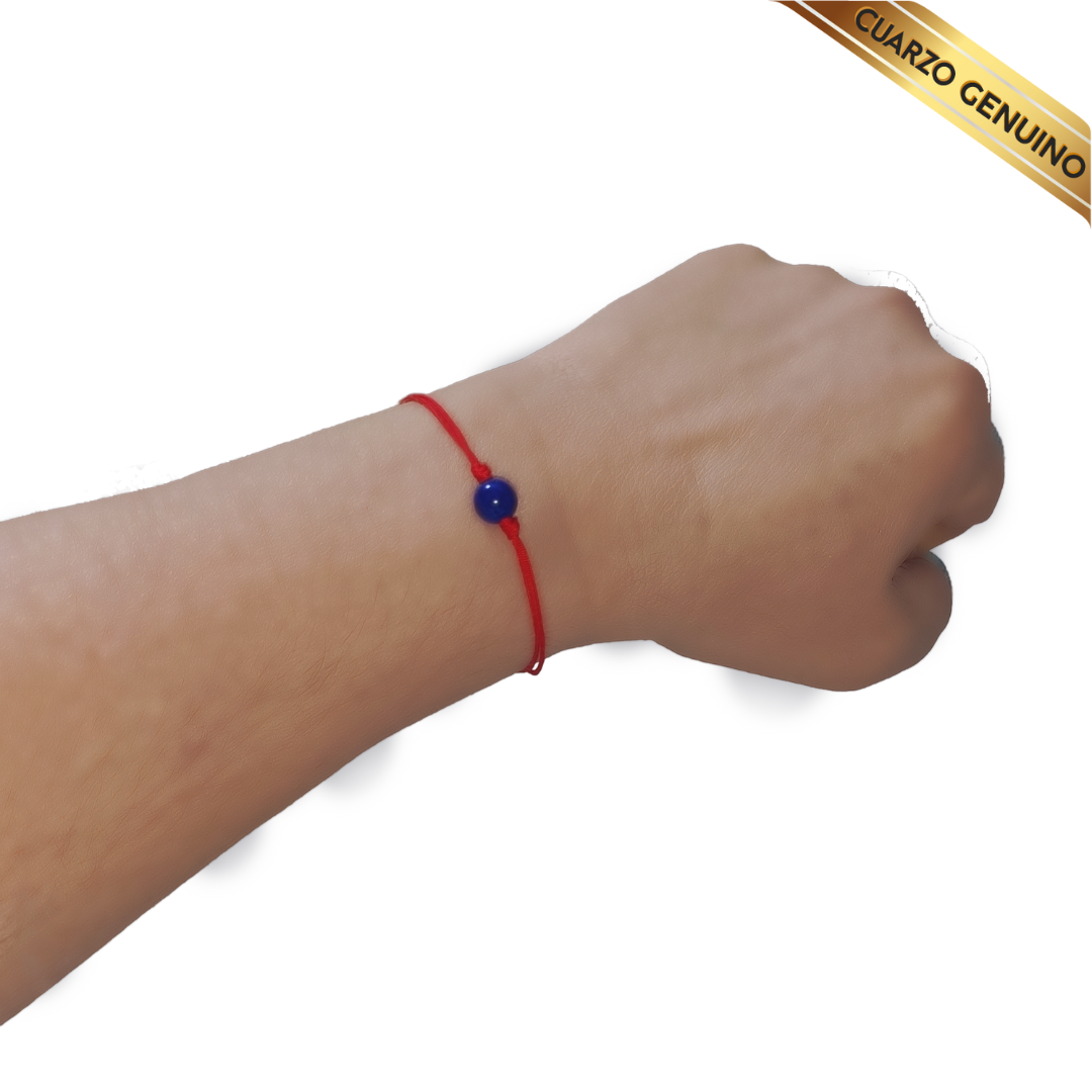 Pulsera Hilo Rojo Liso 1 Cuarzo Lapislázuli