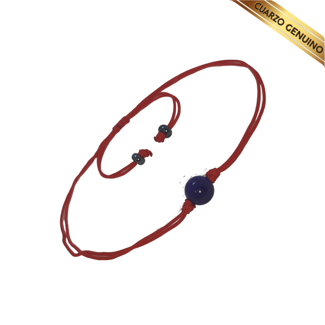 Pulsera Hilo Rojo Liso 1 Cuarzo Lapislázuli