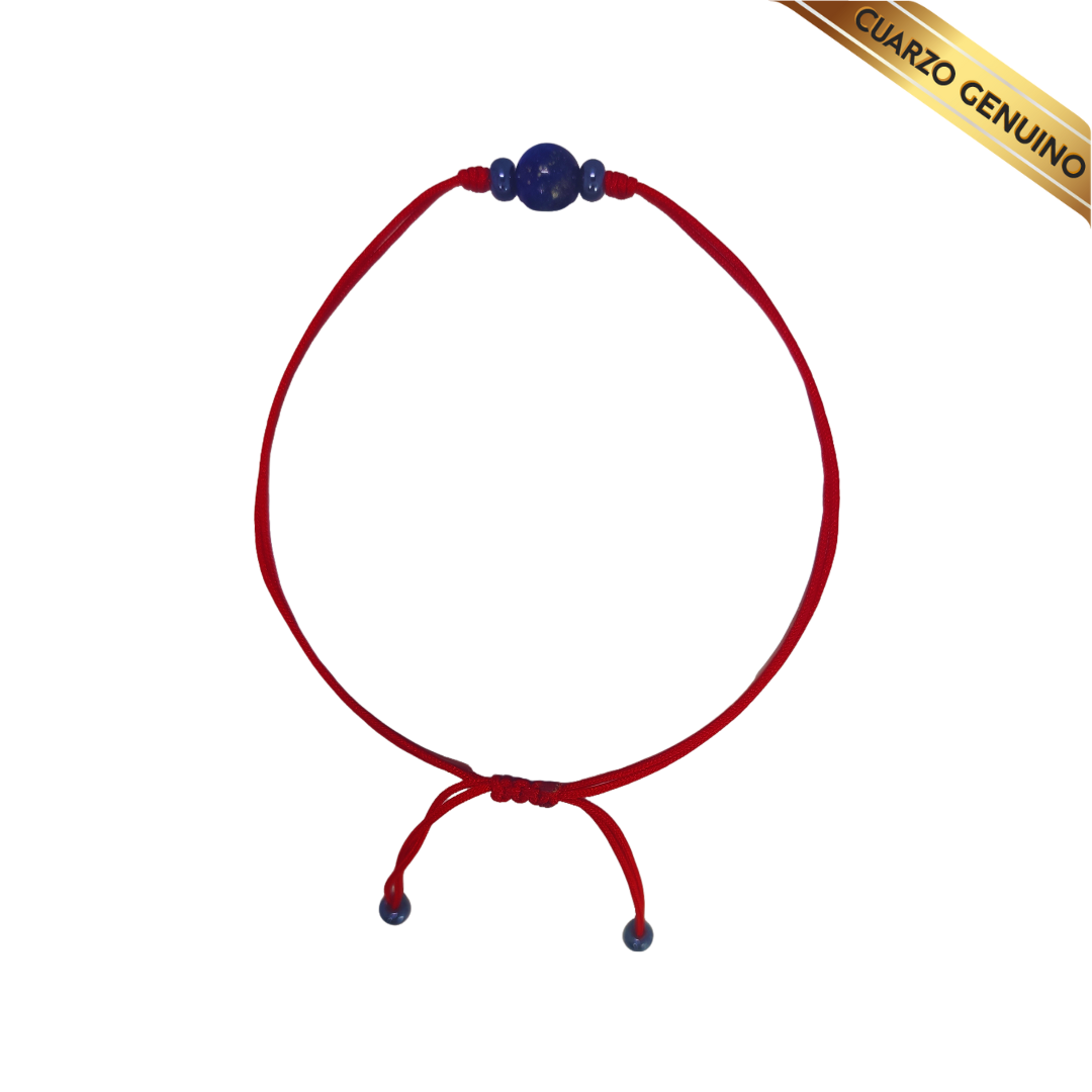 Pulsera Hilo Rojo Liso 1 Cuarzo Lapislázuli