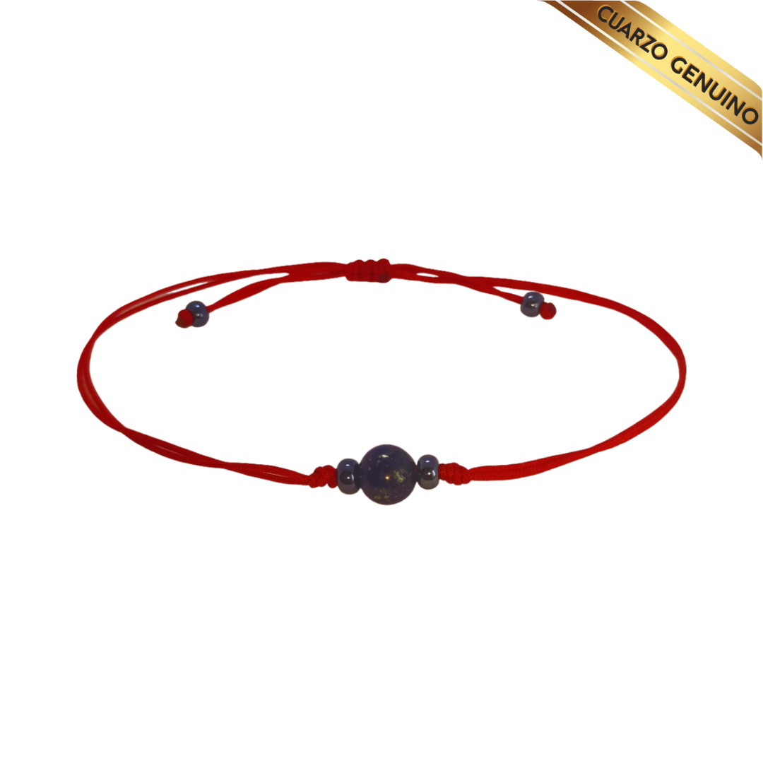 Pulsera Hilo Rojo Liso 1 Cuarzo Lapislázuli