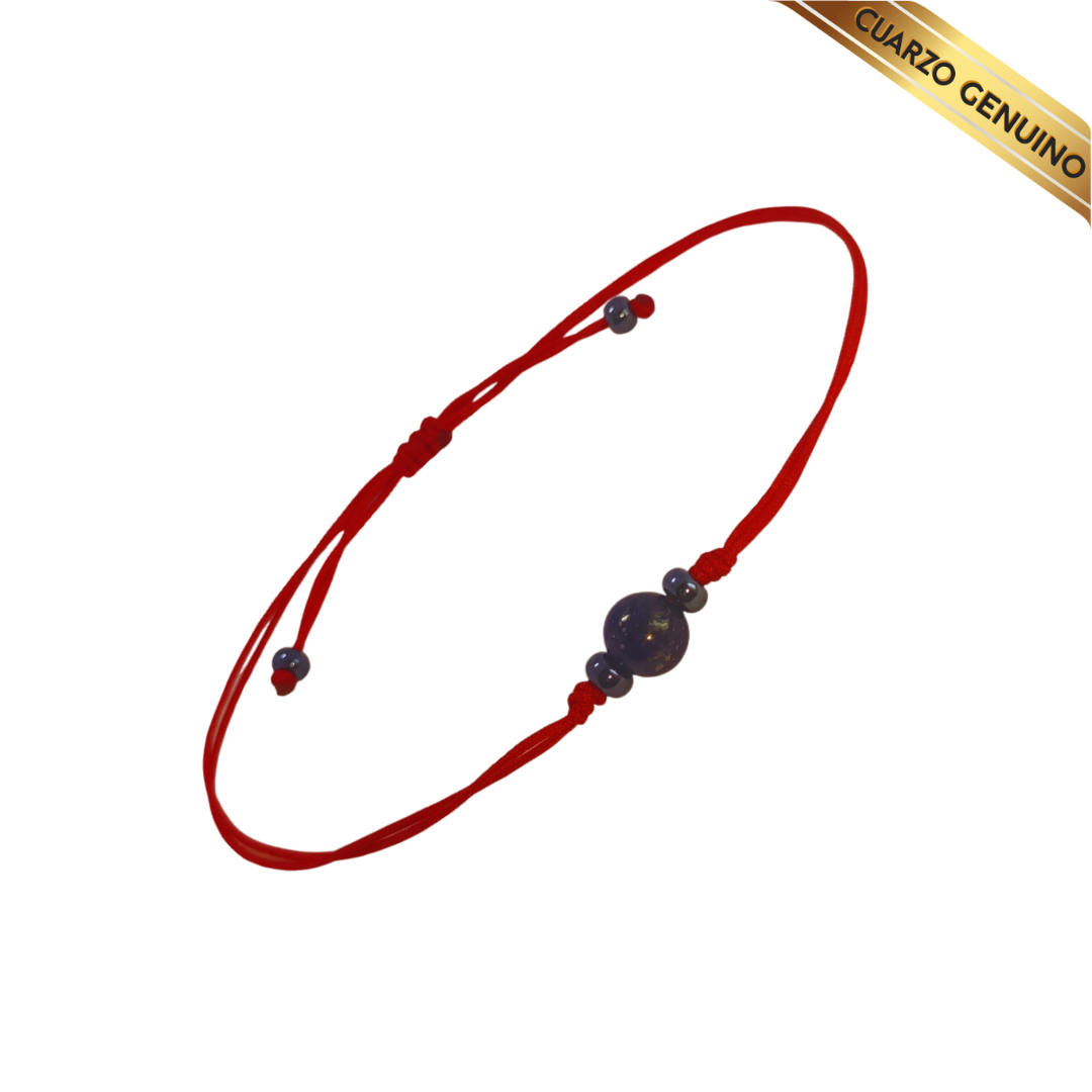 Pulsera Hilo Rojo Liso 1 Cuarzo Lapislázuli