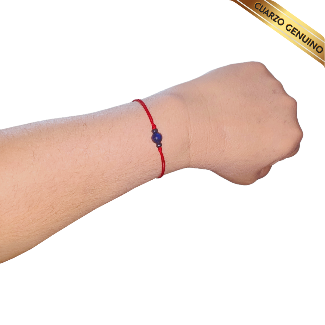 Pulsera Hilo Rojo Liso 1 Cuarzo Lapislázuli