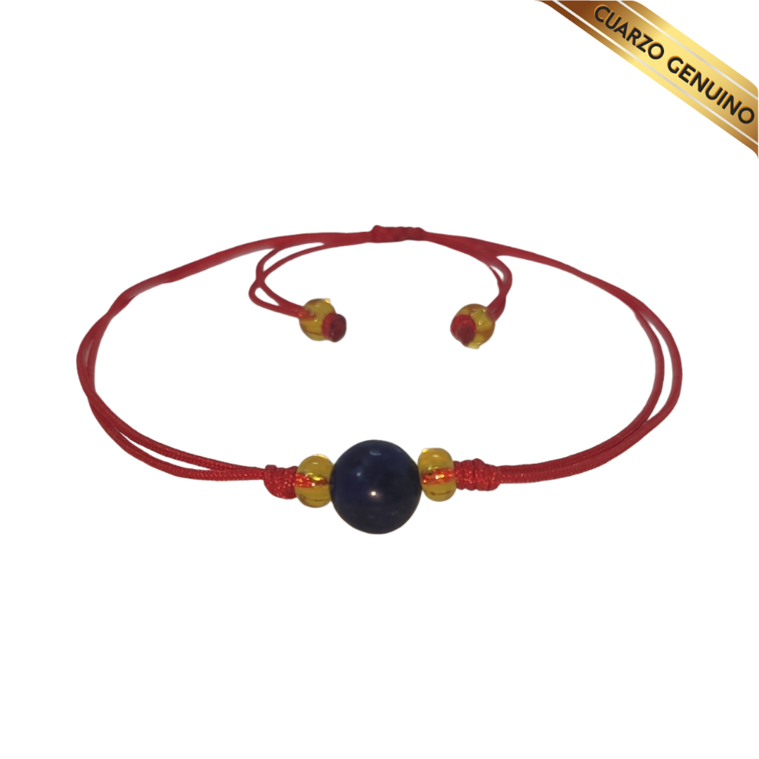 Pulsera Hilo Rojo Liso 1 Cuarzo Lapislázuli