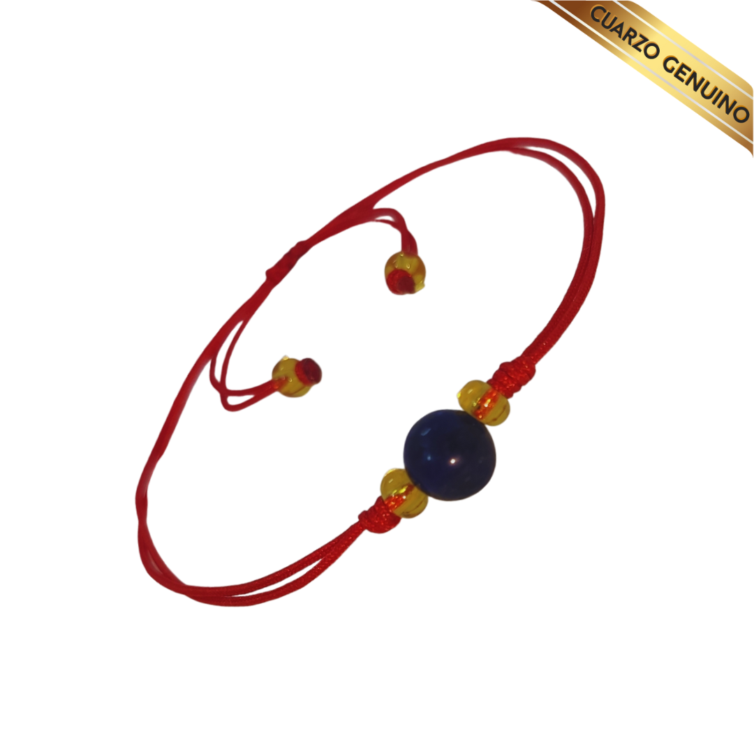 Pulsera Hilo Rojo Liso 1 Cuarzo Lapislázuli