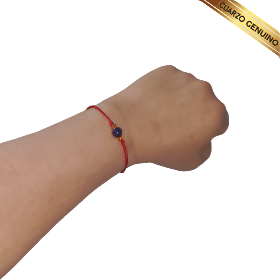 Pulsera Hilo Rojo Liso 1 Cuarzo Lapislázuli