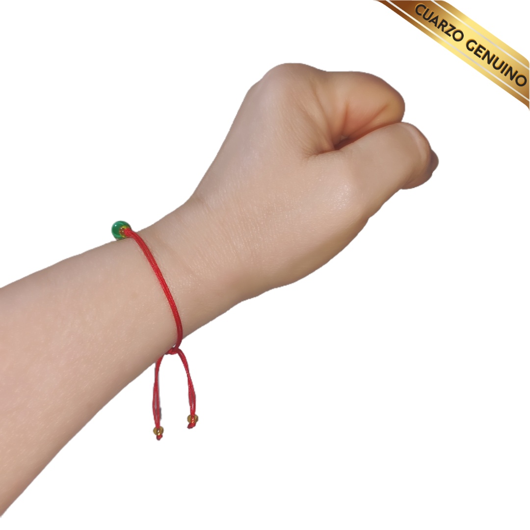 Pulsera Hilo Rojo Liso 1 Cuarzo Malaquita Verde