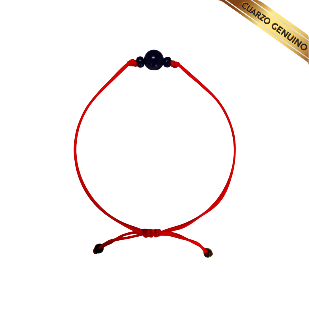 Pulsera Hilo Rojo Liso 1 Cuarzo Obsidiana Negra