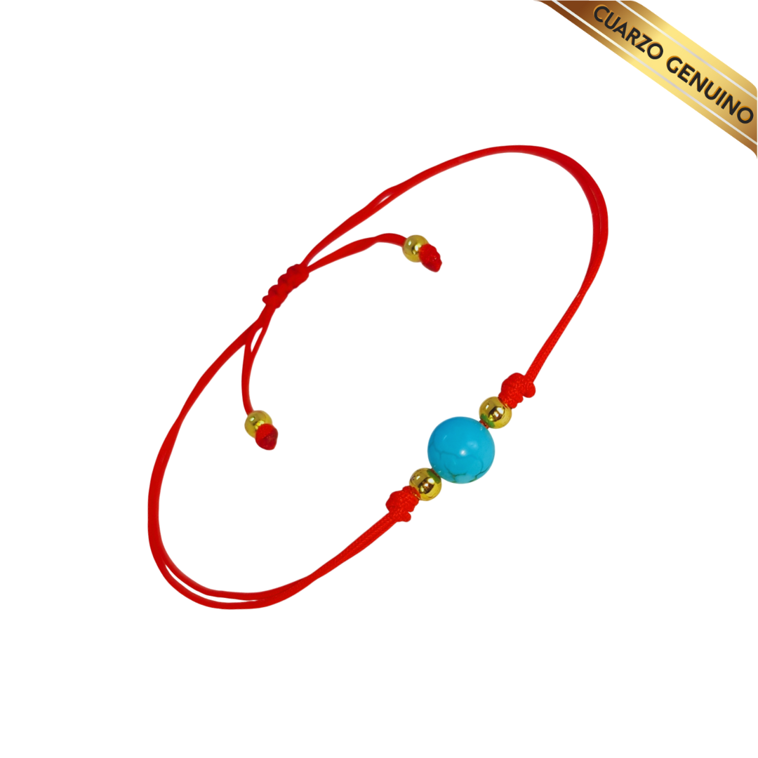 Pulsera Hilo Rojo Liso 1 Cuarzo Turquesa