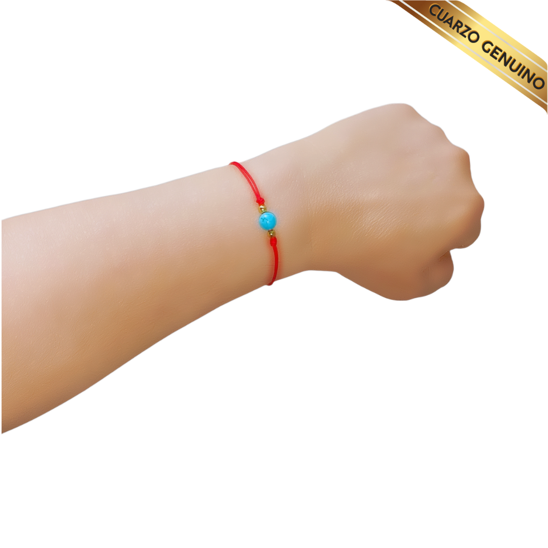 Pulsera Hilo Rojo Liso 1 Cuarzo Turquesa