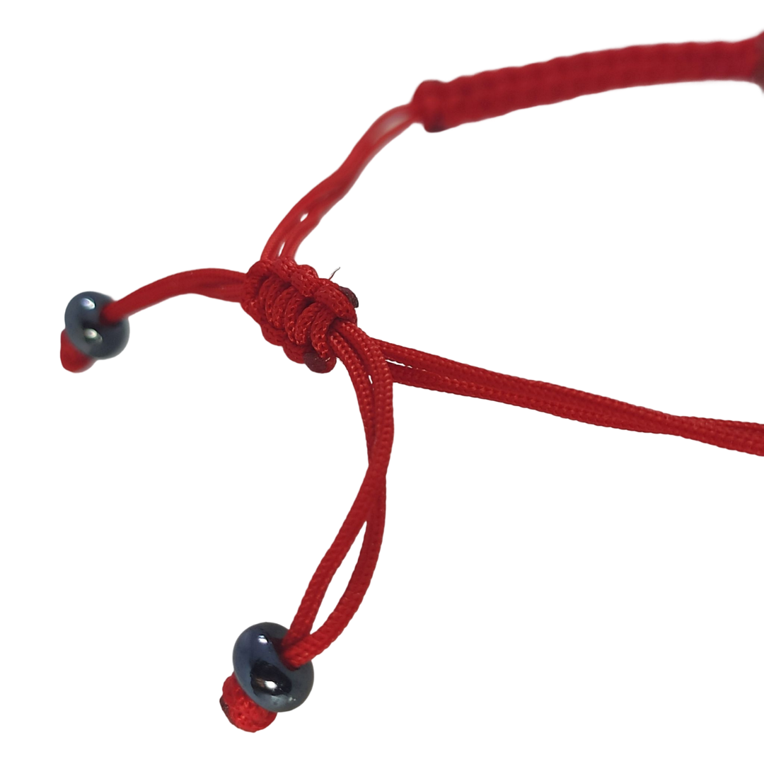 Pulsera Hilo Rojo 7 Nudos Sencillo 2 Cuarzo Jaspe Rojo