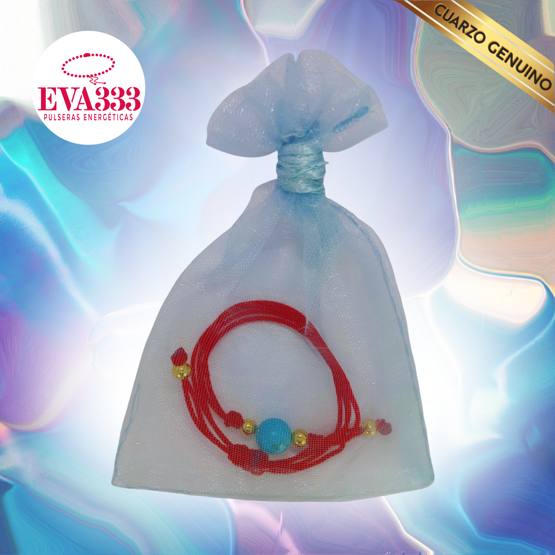 Pulsera Hilo Rojo Liso 1 Cuarzo Turquesa