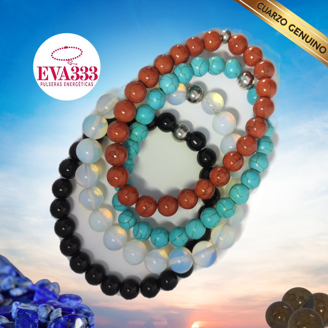 Pulsera Cuarzo Lapislázuli y Obsidiana N° 8-12