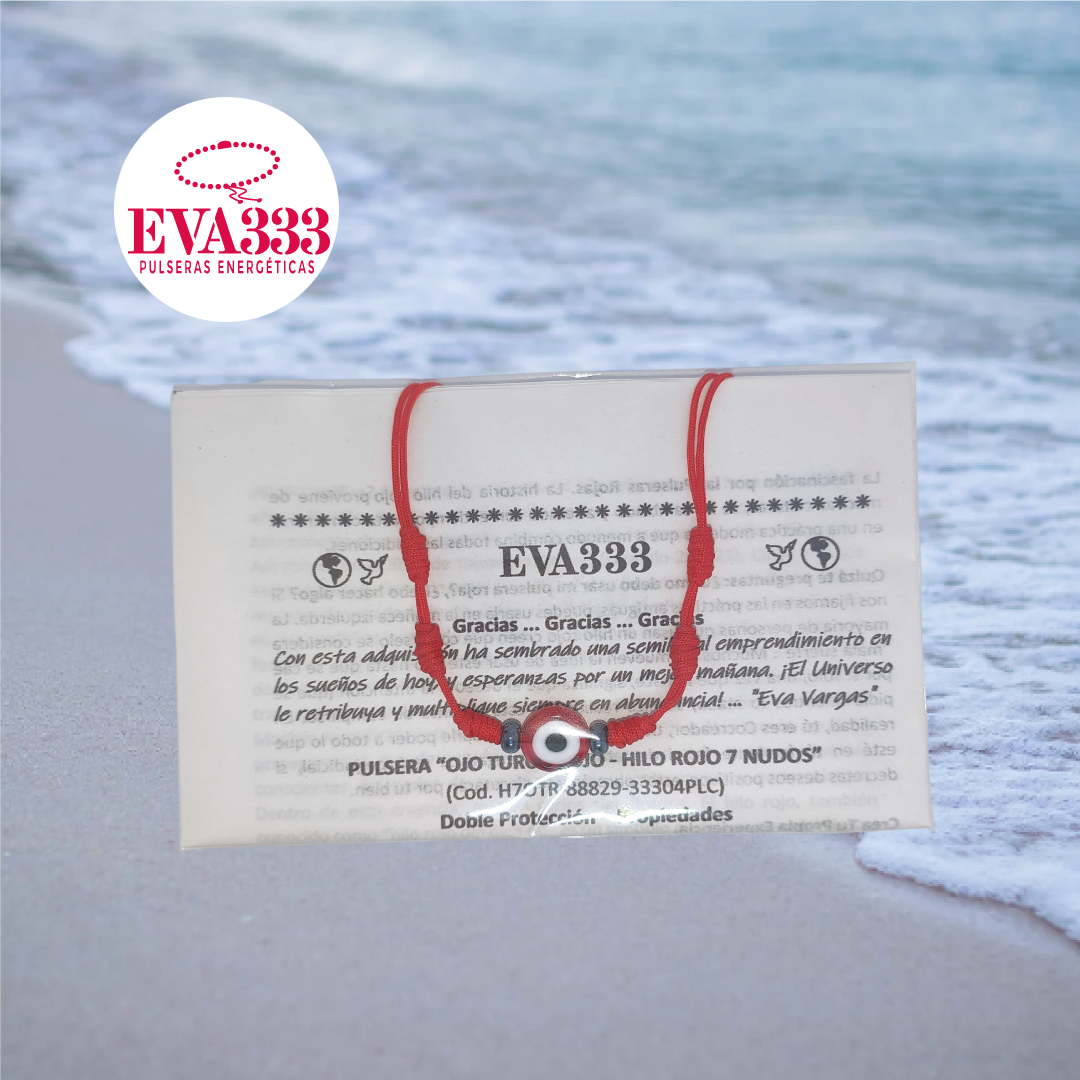 Pulsera Ojo Turco Rojo con Hilo Rojo 7 Nudos