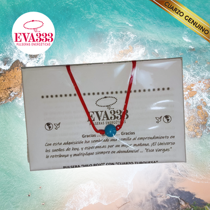 Pulsera Hilo Rojo Liso 1 Cuarzo Turquesa