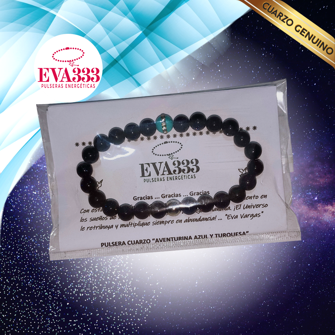 Pulsera Cuarzo Aventurina y Turquesa N° 8-9