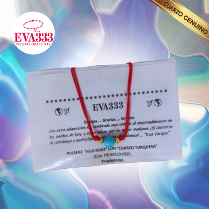 Pulsera Hilo Rojo Liso 1 Cuarzo Turquesa