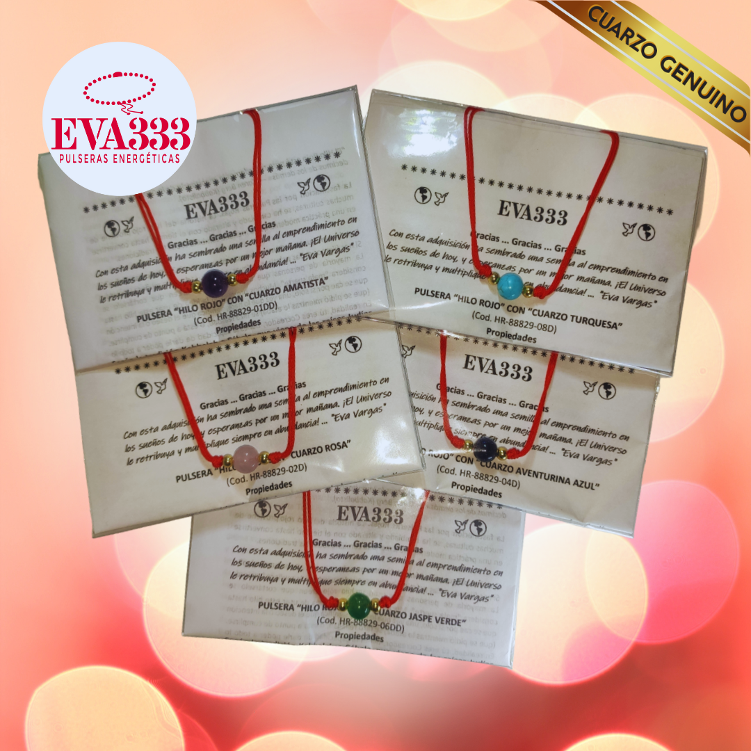 Pulsera Hilo Rojo Liso 1 Cuarzo Jaspe Rojo