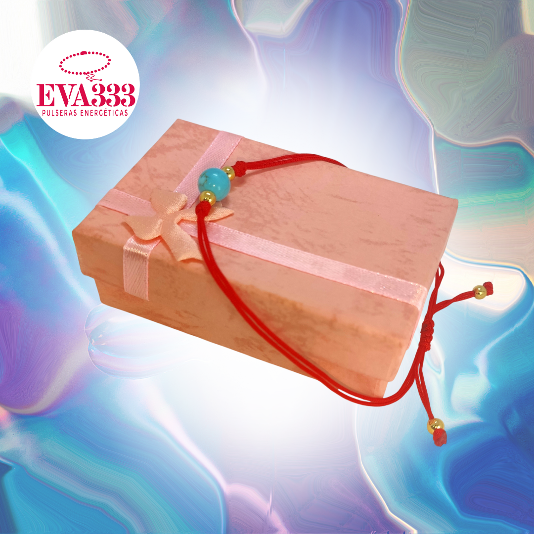 Pulsera Hilo Rojo Liso 1 Cuarzo Turquesa