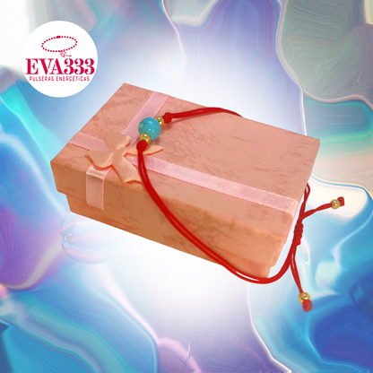 Pulsera Hilo Rojo Liso 1 Cuarzo Turquesa