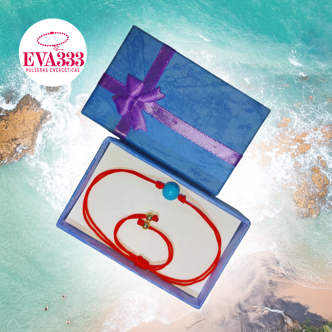 Pulsera Hilo Rojo Liso 1 Cuarzo Turquesa