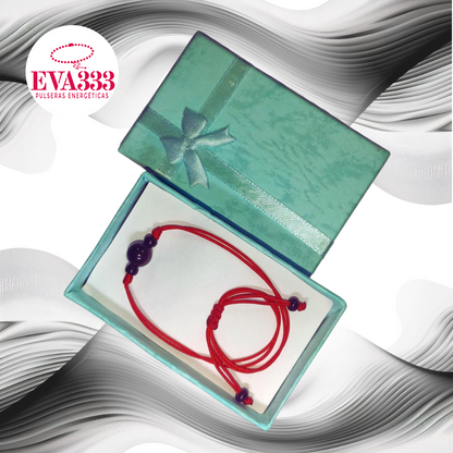 Pulsera Hilo Rojo Liso 1 Cuarzo Obsidiana Negra