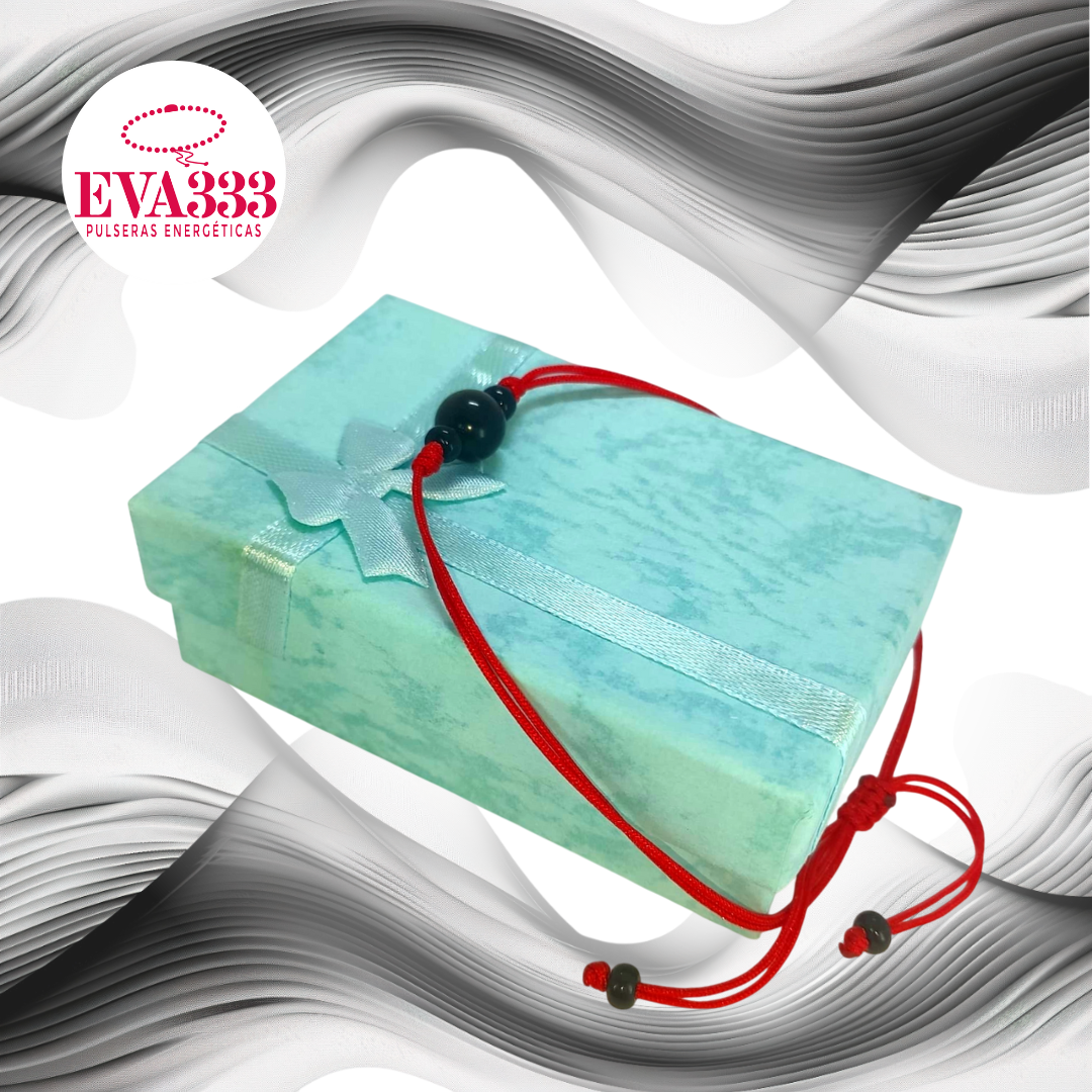 Pulsera Hilo Rojo Liso 1 Cuarzo Obsidiana Negra