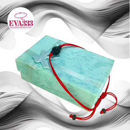Pulsera Hilo Rojo Liso 1 Cuarzo Obsidiana Negra