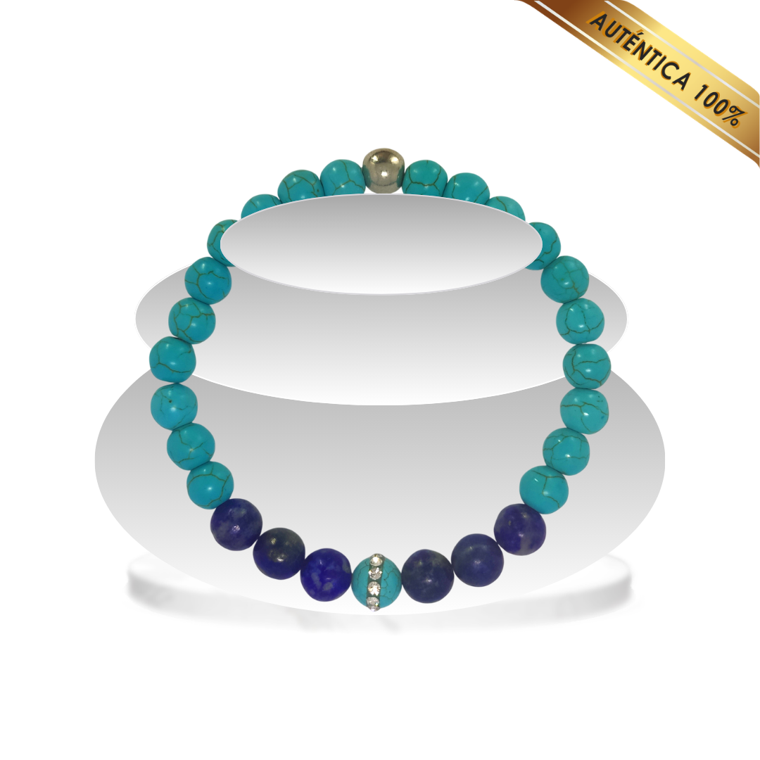 A- Pulsera Piedra Turquesa y Lapislázuli --- N° 6-8