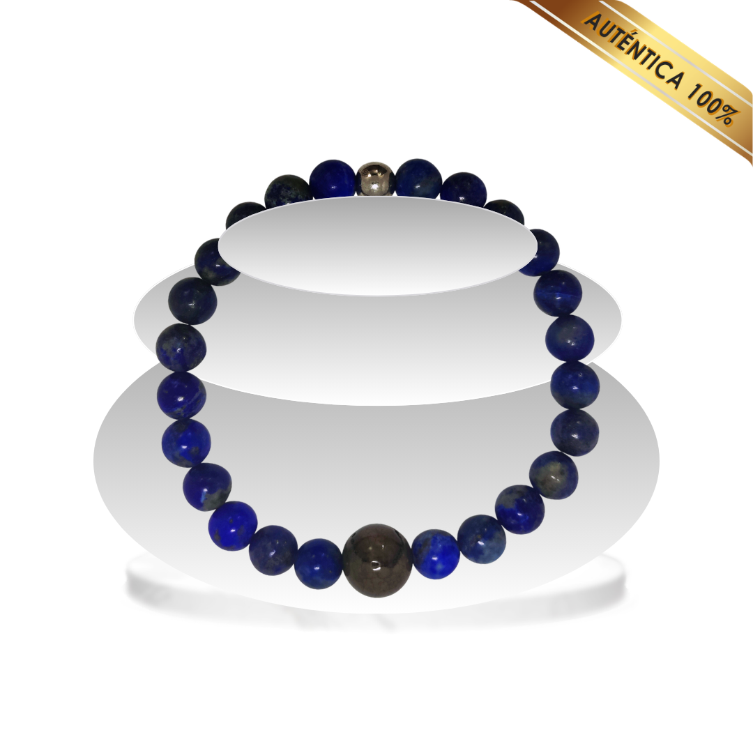 A- Pulsera Piedra Lapislázuli y Obsidiana N° 8-12