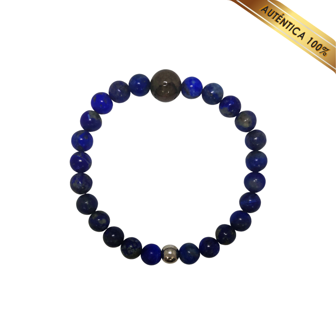 A- Pulsera Piedra Lapislázuli y Obsidiana N° 8-12