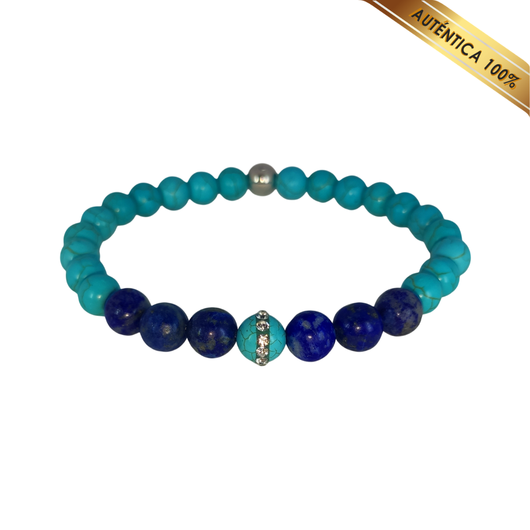 A- Pulsera Piedra Turquesa y Lapislázuli --- N° 6-8
