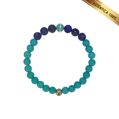 A- Pulsera Piedra Turquesa y Lapislázuli --- N° 6-8
