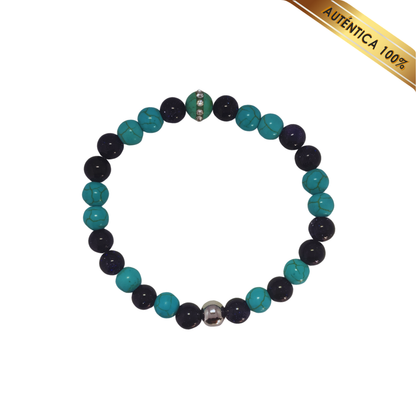 A- Pulsera Piedra Turquesa y Cuarzo Aventurina Azul N° 8