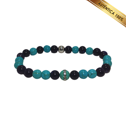 A- Pulsera Piedra Turquesa y Cuarzo Aventurina Azul N° 8
