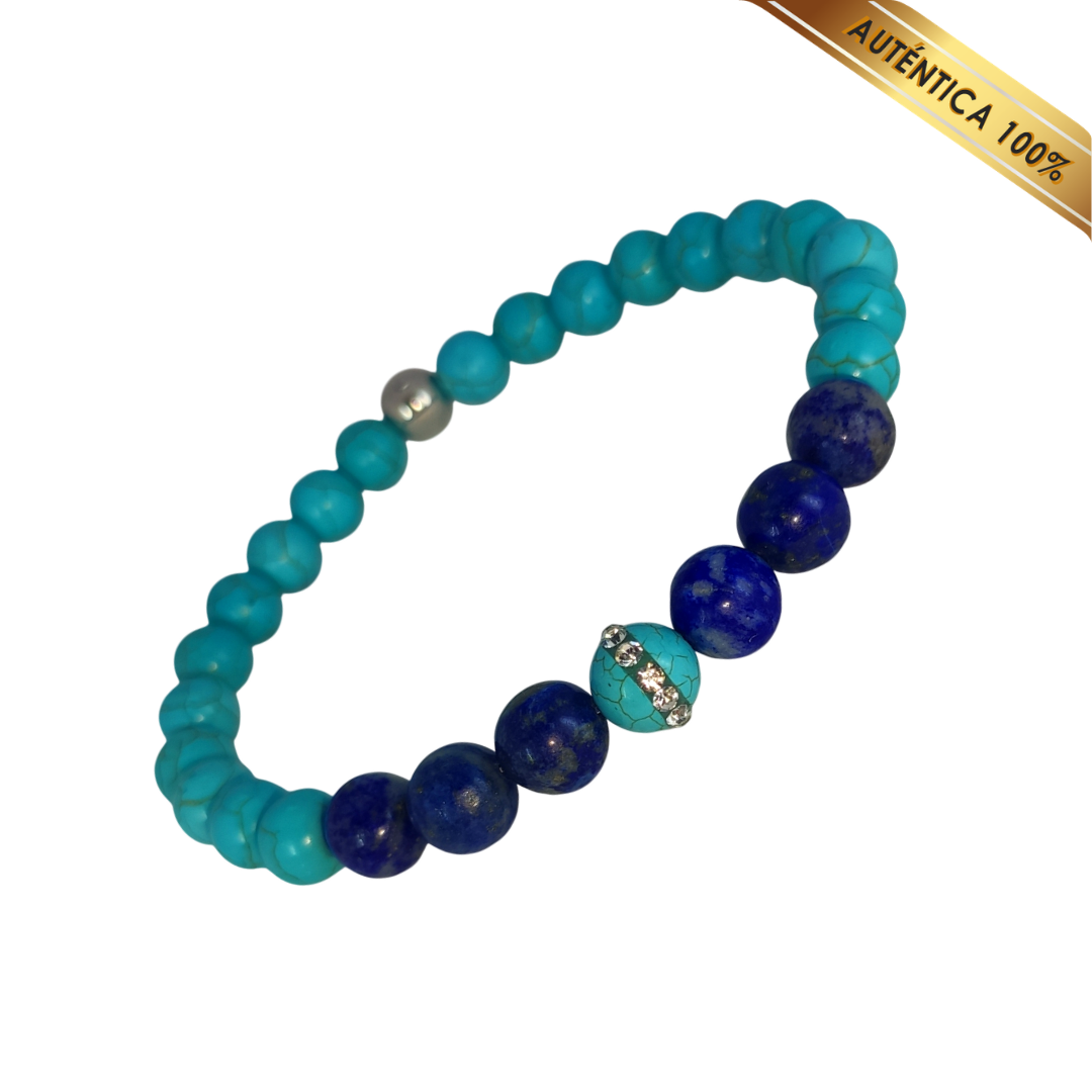 A- Pulsera Piedra Turquesa y Lapislázuli --- N° 6-8