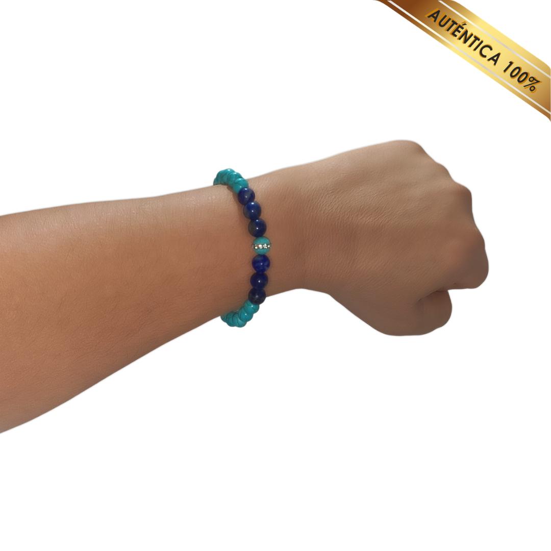 A- Pulsera Piedra Turquesa y Lapislázuli --- N° 6-8