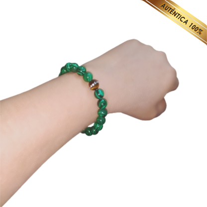 A- Pulsera Piedra Malaquita Verde y Ojo de Tigre N° 10