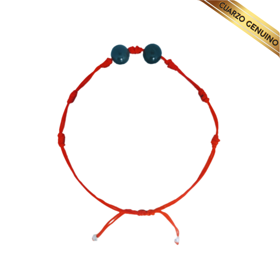Pulsera Hilo Rojo 7 Nudos Sencillo 2 Cuarzo Obsidiana Negra