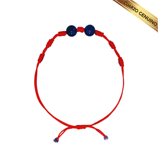 Pulsera Hilo Rojo 7 Nudos Sencillo 2 Cuarzo Lapislázuli