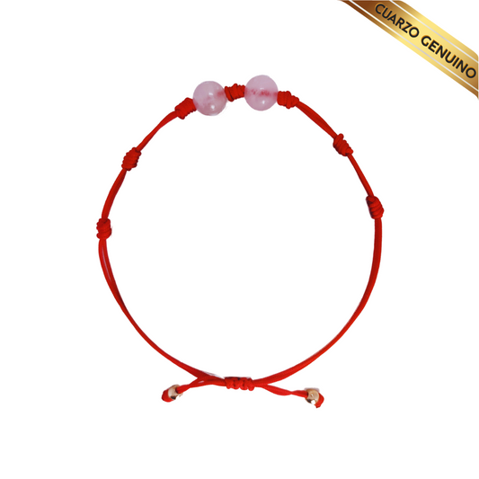 Pulsera Hilo Rojo 7 Nudos Sencillo 2 Cuarzo Rosa