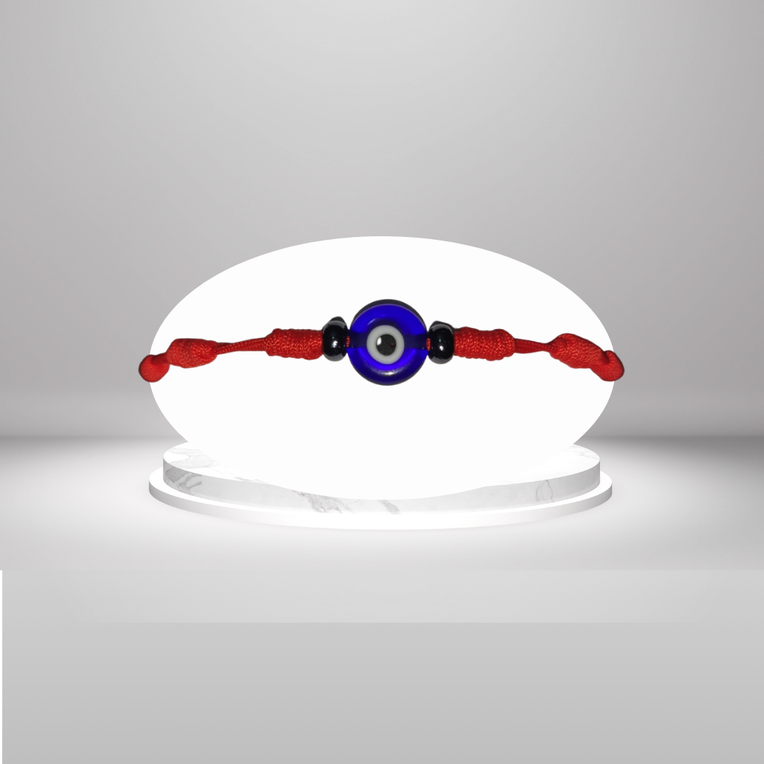 Pulsera Ojo Turco Azul con Hilo Rojo 7 Nudos